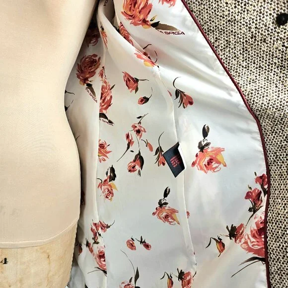 Via Spiga Wool Blend Tweed Coat Rex Rabbit Fur Trim Size 10 - Picture 14 of 16